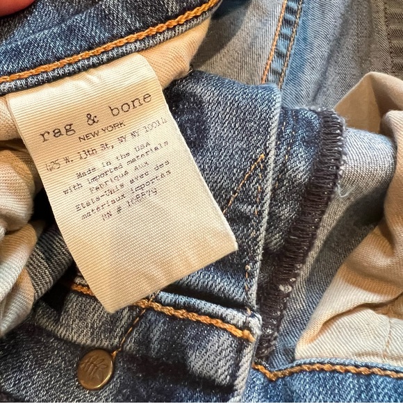 Rag & Bone Standard Issue Fit 1 Skinny Leg Jeans Blue Distressed Denim | 34 - Picture 7 of 11
